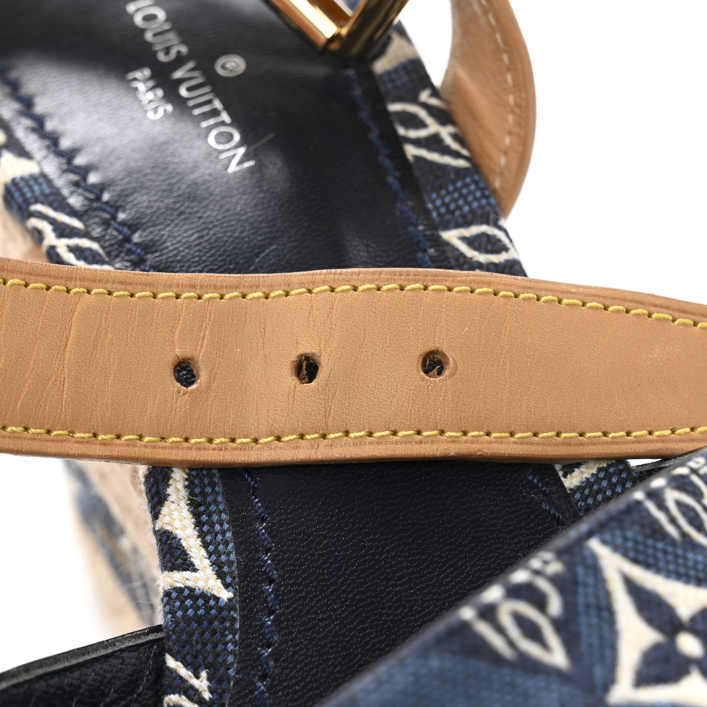 Jacquard Calfskin Since 1854 Boundary Wedge Sandals 36 Blue