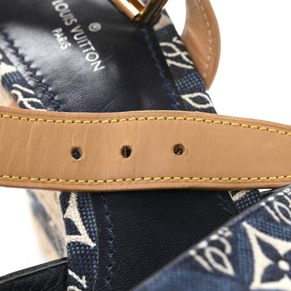 Louis Vuitton Jacquard Calfskin Since 1854 Boundary Wedge Sandals 36 Blue 11 of 11