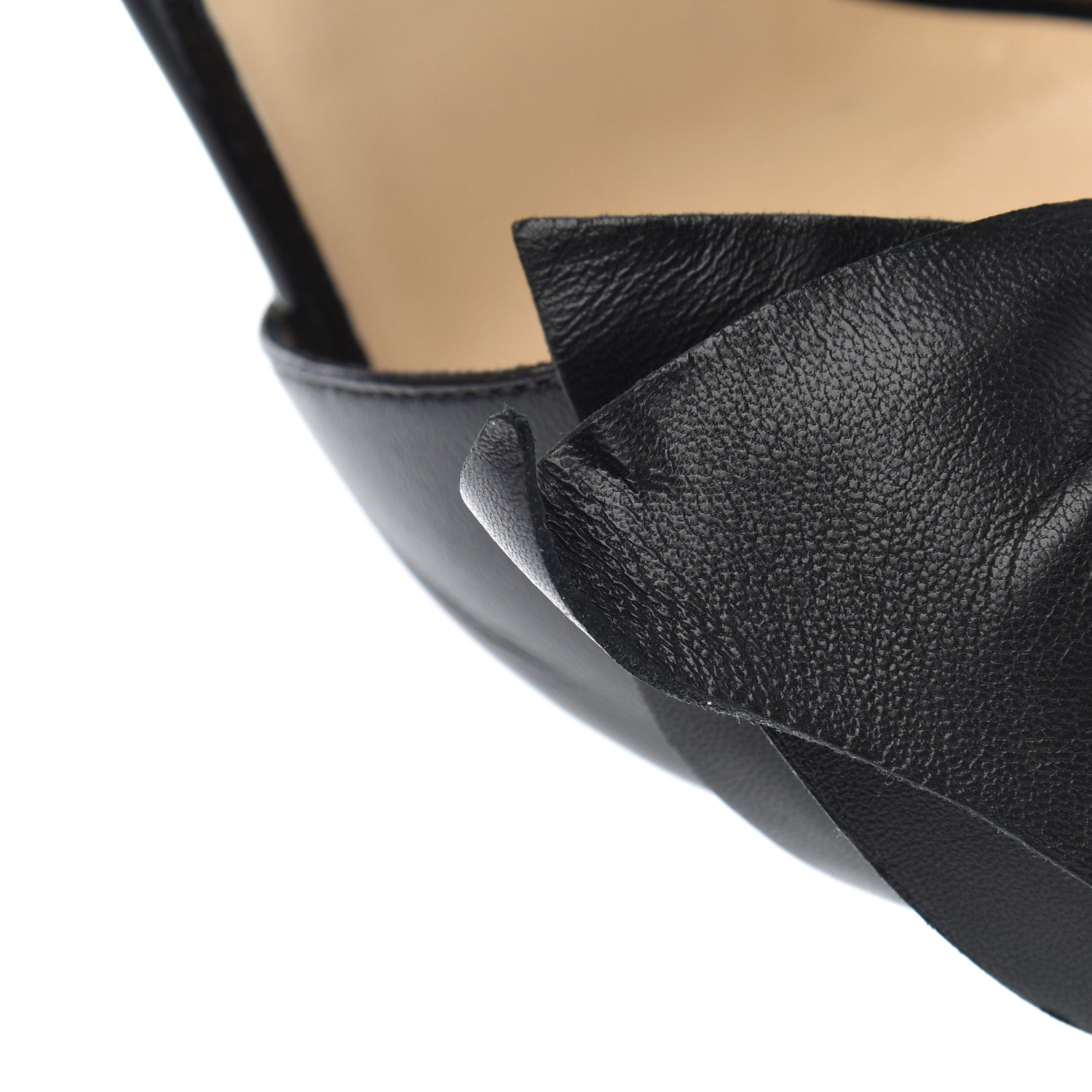Jimmy Choo Shiny Calfskin Bow Sandals 37.5 Black 10 of 13