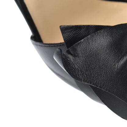 Jimmy Choo Shiny Calfskin Bow Sandals 37.5 Black 10 of 13