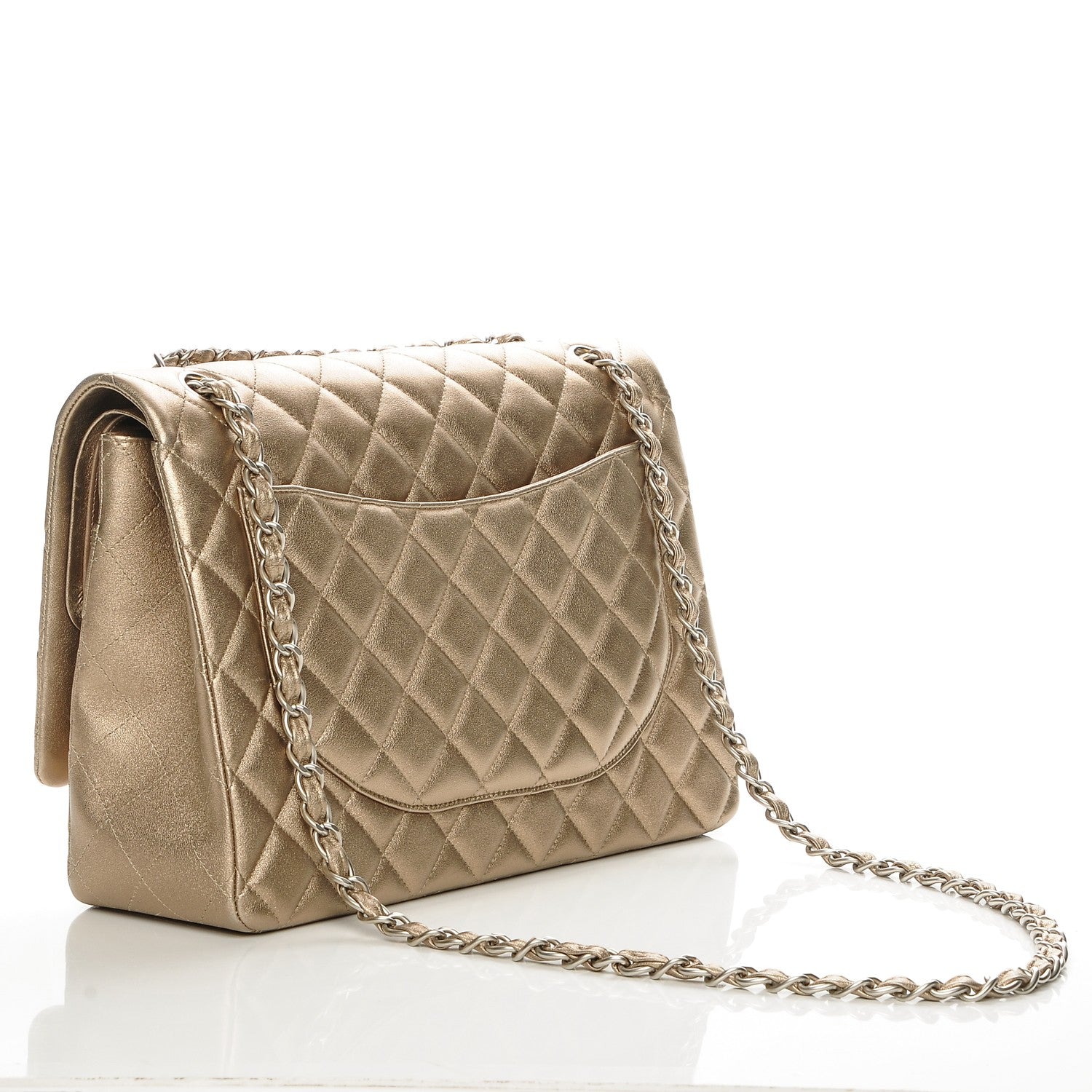 Chanel Metallic Lambskin Quilted Maxi Double Flap Gold 3 of 7