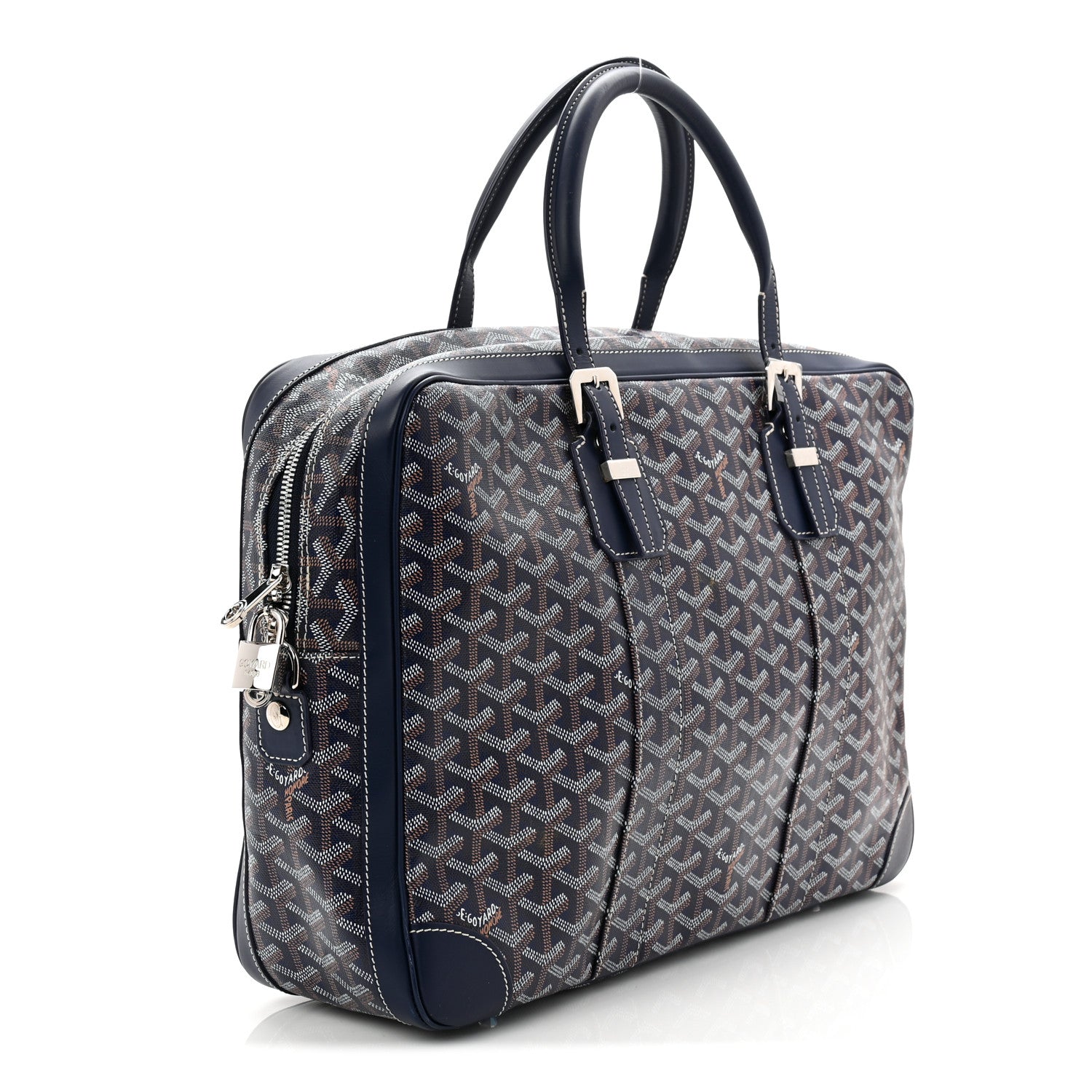 Goyard ネイビー ビジネスバッグ Goyard Goyardine Ambassade MM Briefcase Navy 1811624 – FASHIONPHILE