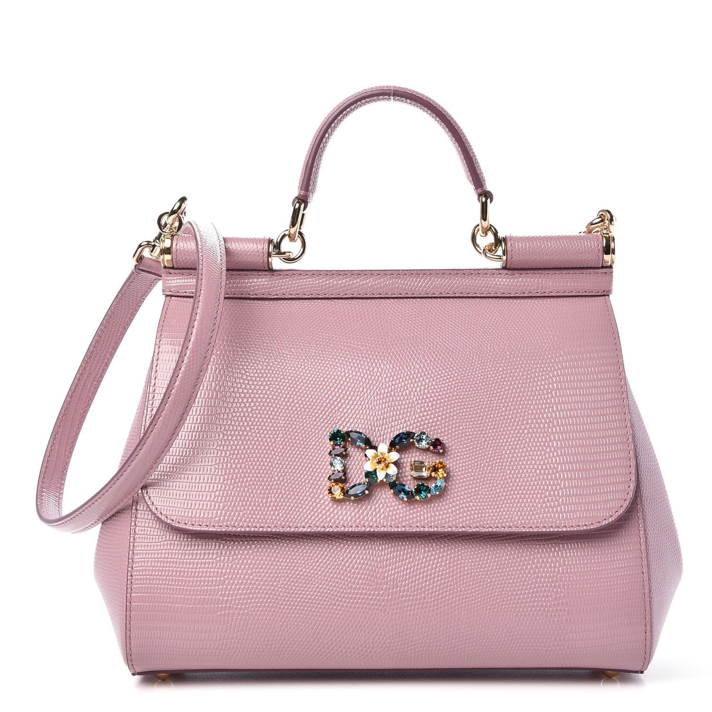 Stampa Iguana Crystal Medium Miss Sicily Satchel Pink