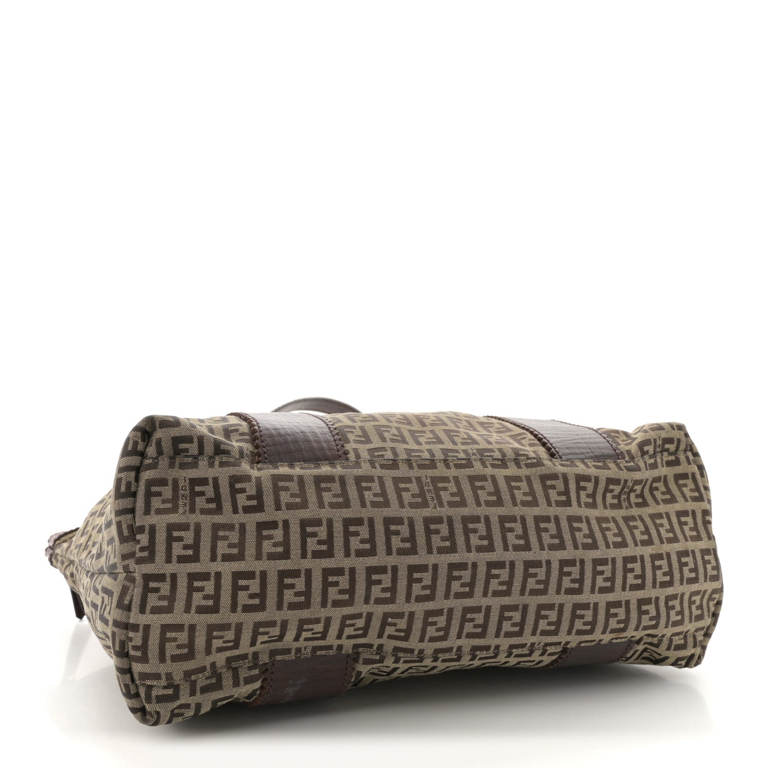 Fendi Zucchino Vitello Shopping Zip Tote Mogano Panna Bruciato 4 of 12