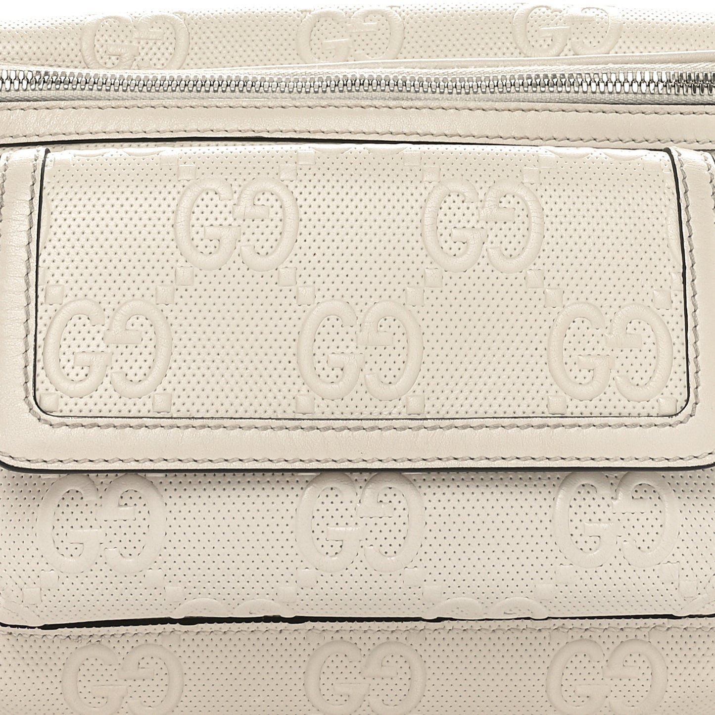 Calfskin GG Tennis Embossed Pocket Belt Bag Mystic White