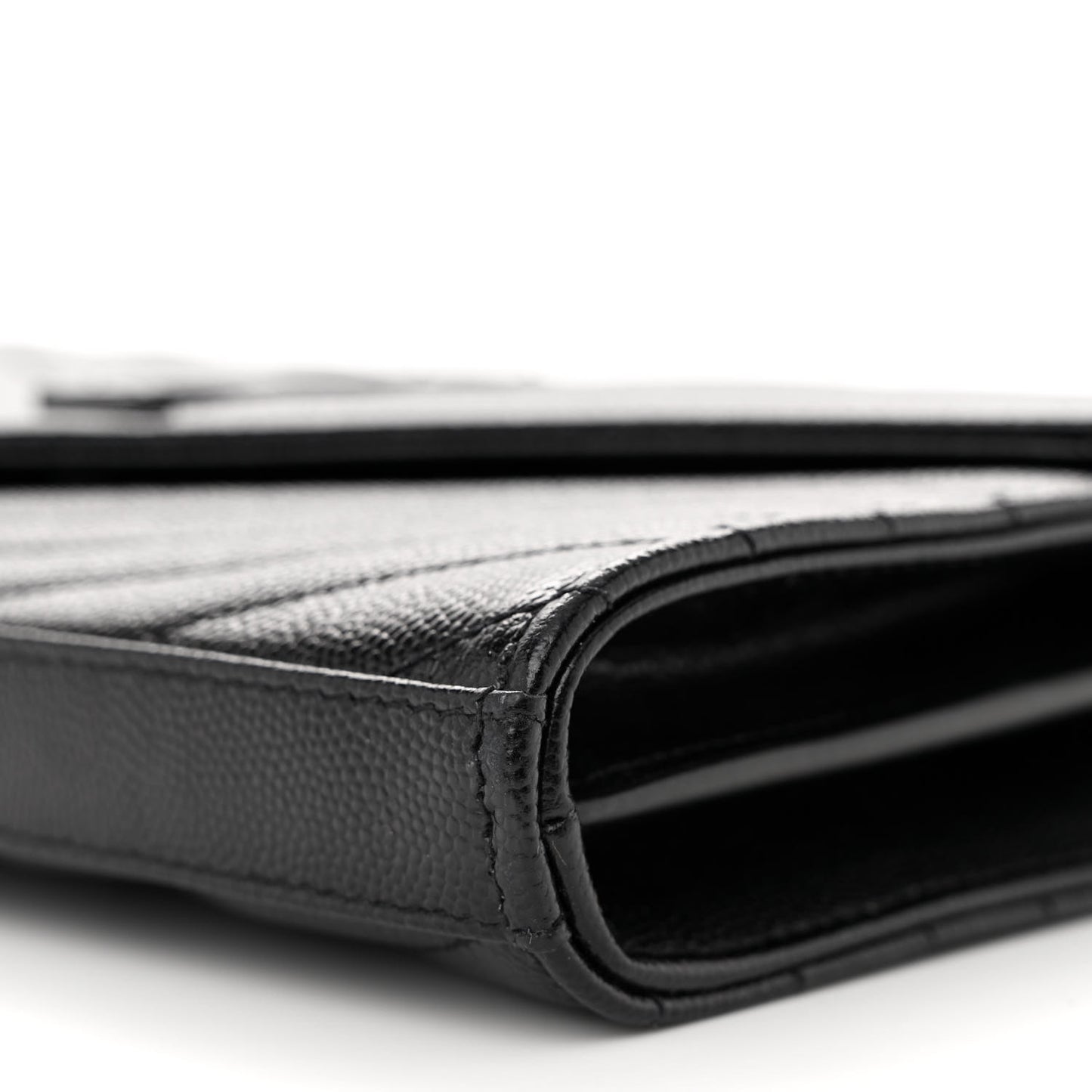 Grain De Poudre Matelasse Chevron Monogram Monochrome Chain Wallet Black