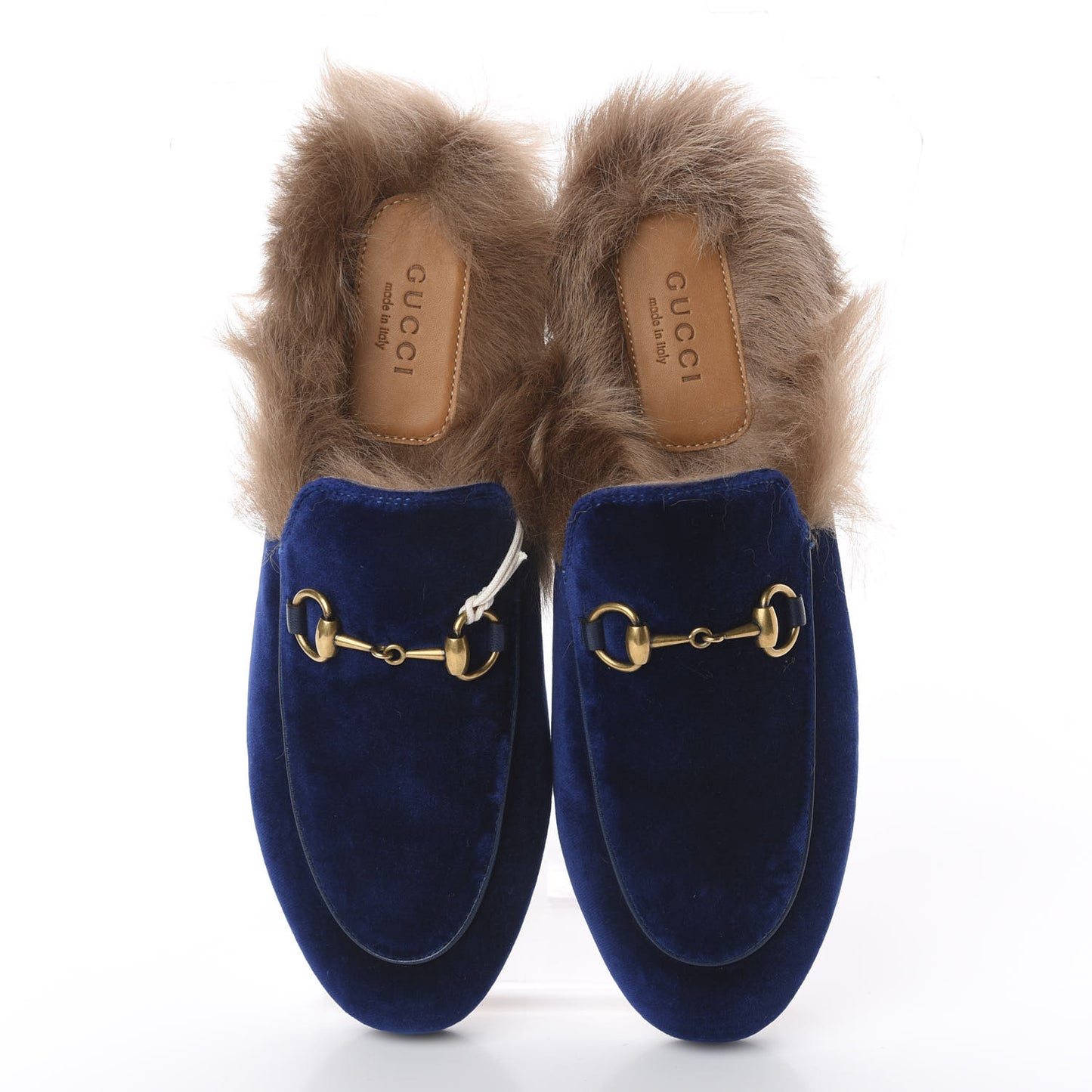Velvet Fur Womens Princetown Slippers 36 Cobalt Blue