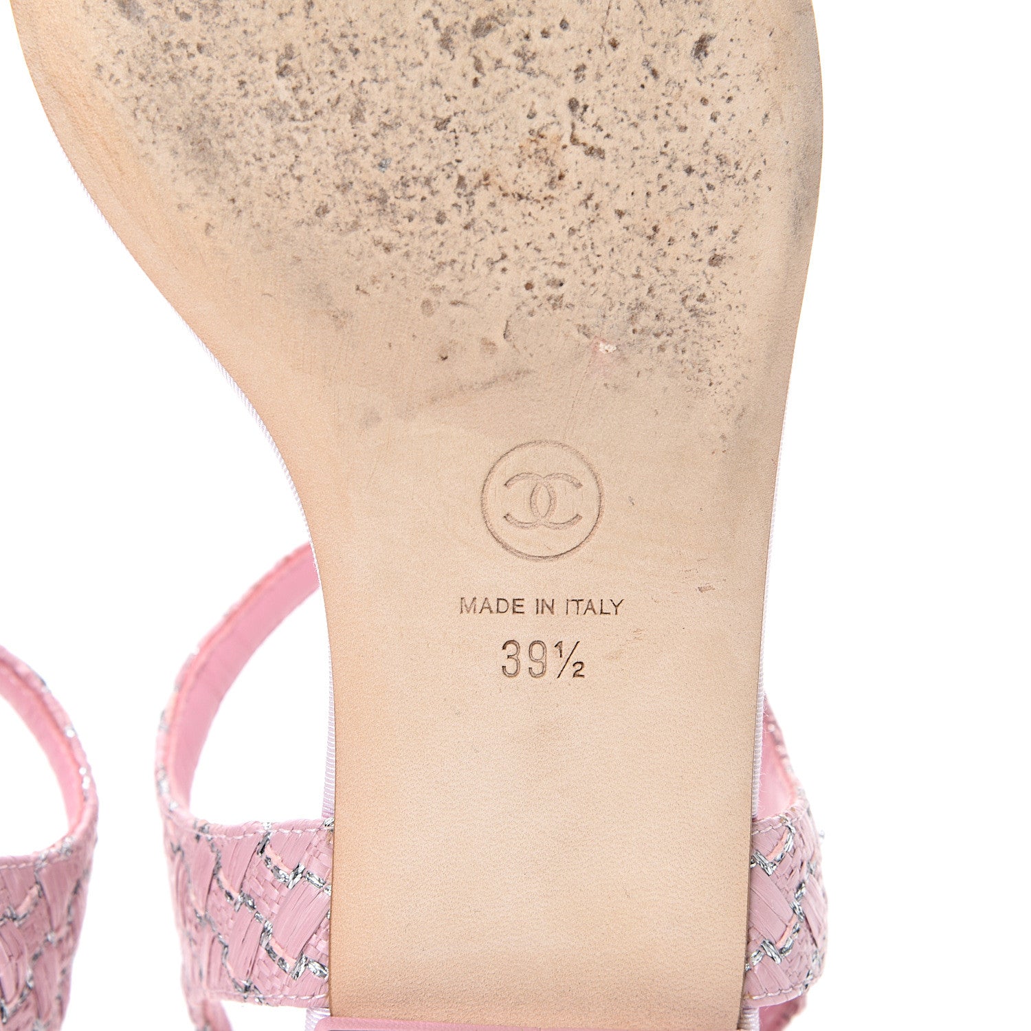 Chanel Tweed CC Charm Thong Sandals 39.5 Pink Silver 6 of 10