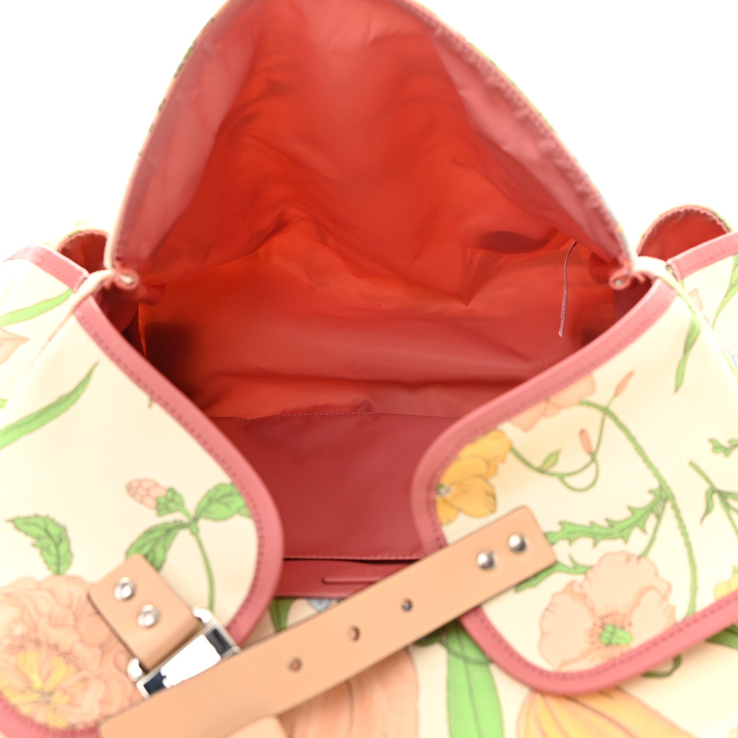 Gucci Floral Backpack Diaper Bag Beige Green Pink 5 of 10