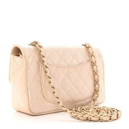 Chanel Pearly Caviar Quilted Mini Rectangular Flap Beige 2 of 26