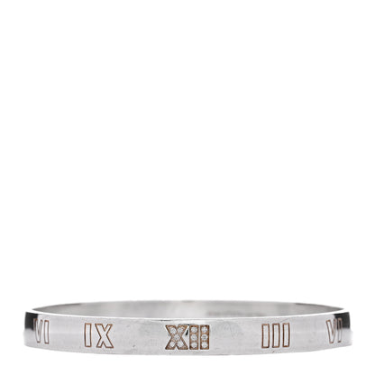 Tiffany Sterling Silver Diamond Narrow Atlas Bangle Bracelet 1 of 3