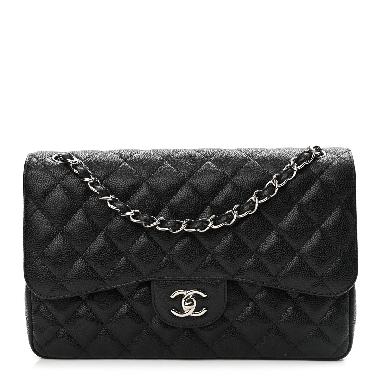 Caviar Quilted Jumbo Double Flap Black