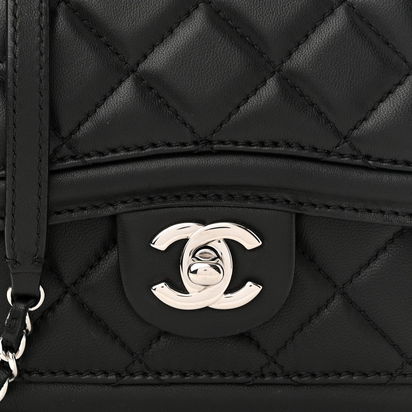 Lambskin Quilted Mini Graphic Flap Bag Black White
