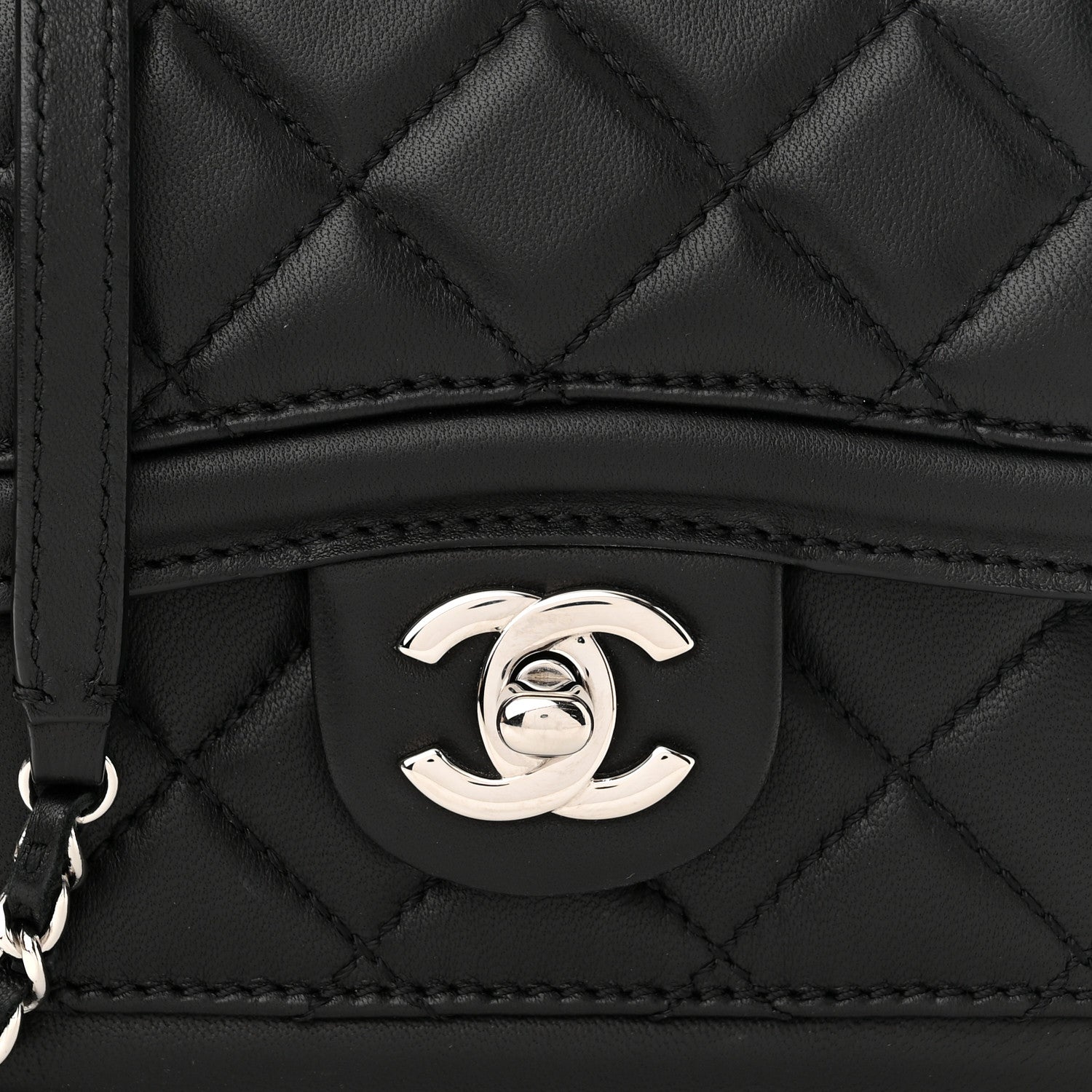 Chanel Lambskin Quilted Mini Graphic Flap Bag Black White 7 of 9