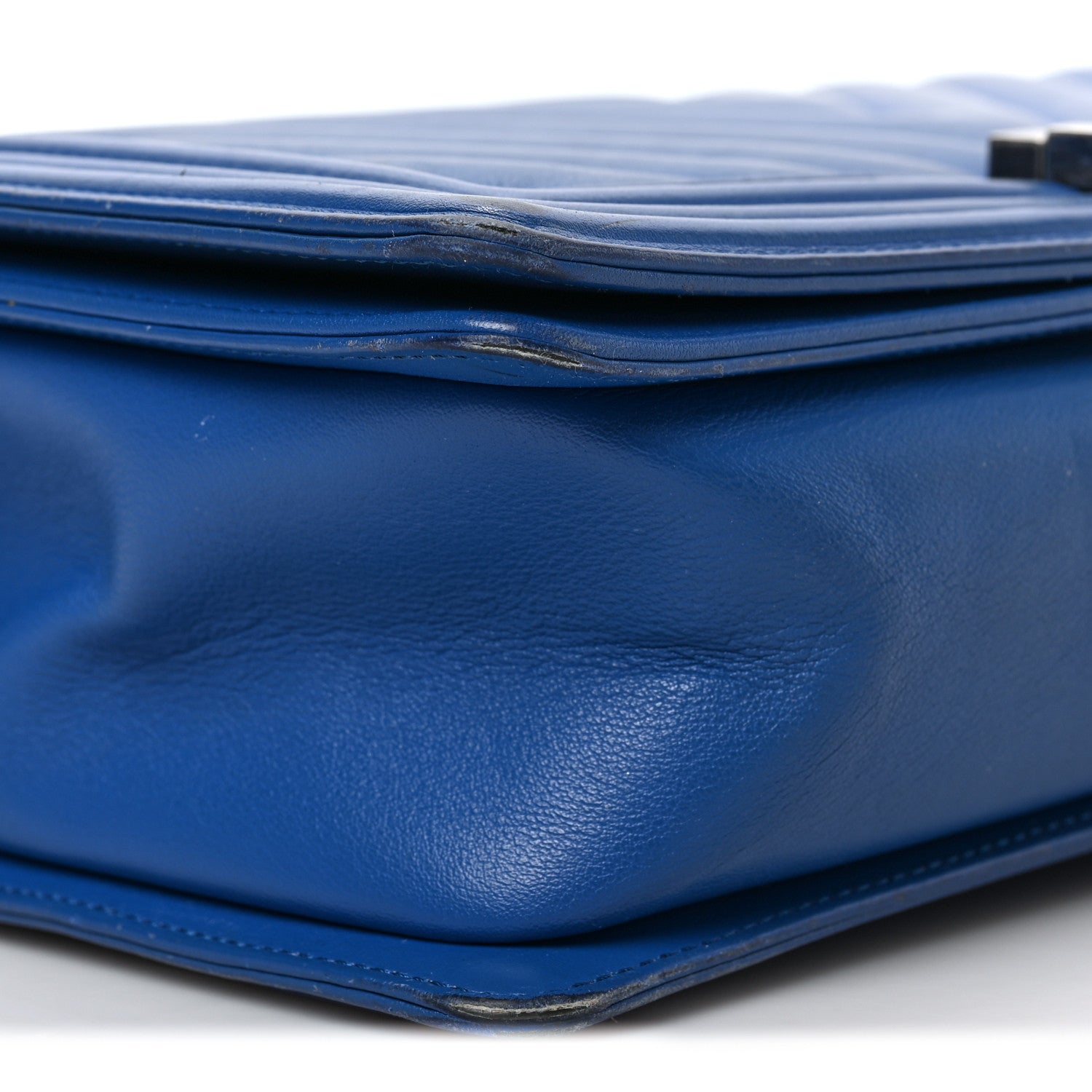 Chanel Lambskin Chevron Quilted New Medium Boy Flap Blue 7 of 8