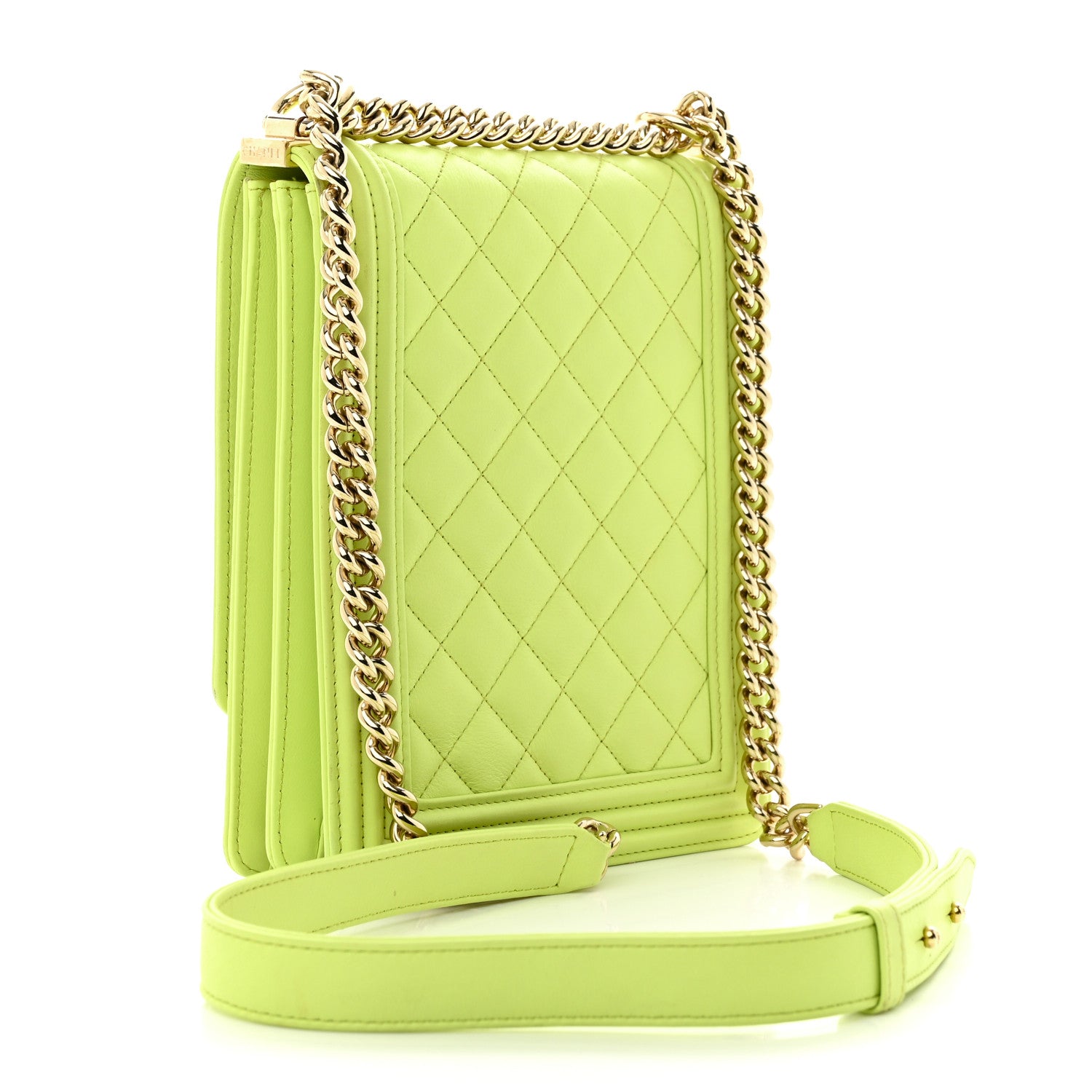 Chanel Calfskin Quilted North South Boy Flap Light Green 3 of 15