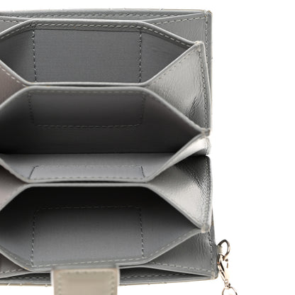 Christian Dior CHRISTIAN DIOR Patent Cannage Lady Dior 5-Gusset Card Holder Grey 5 of 8