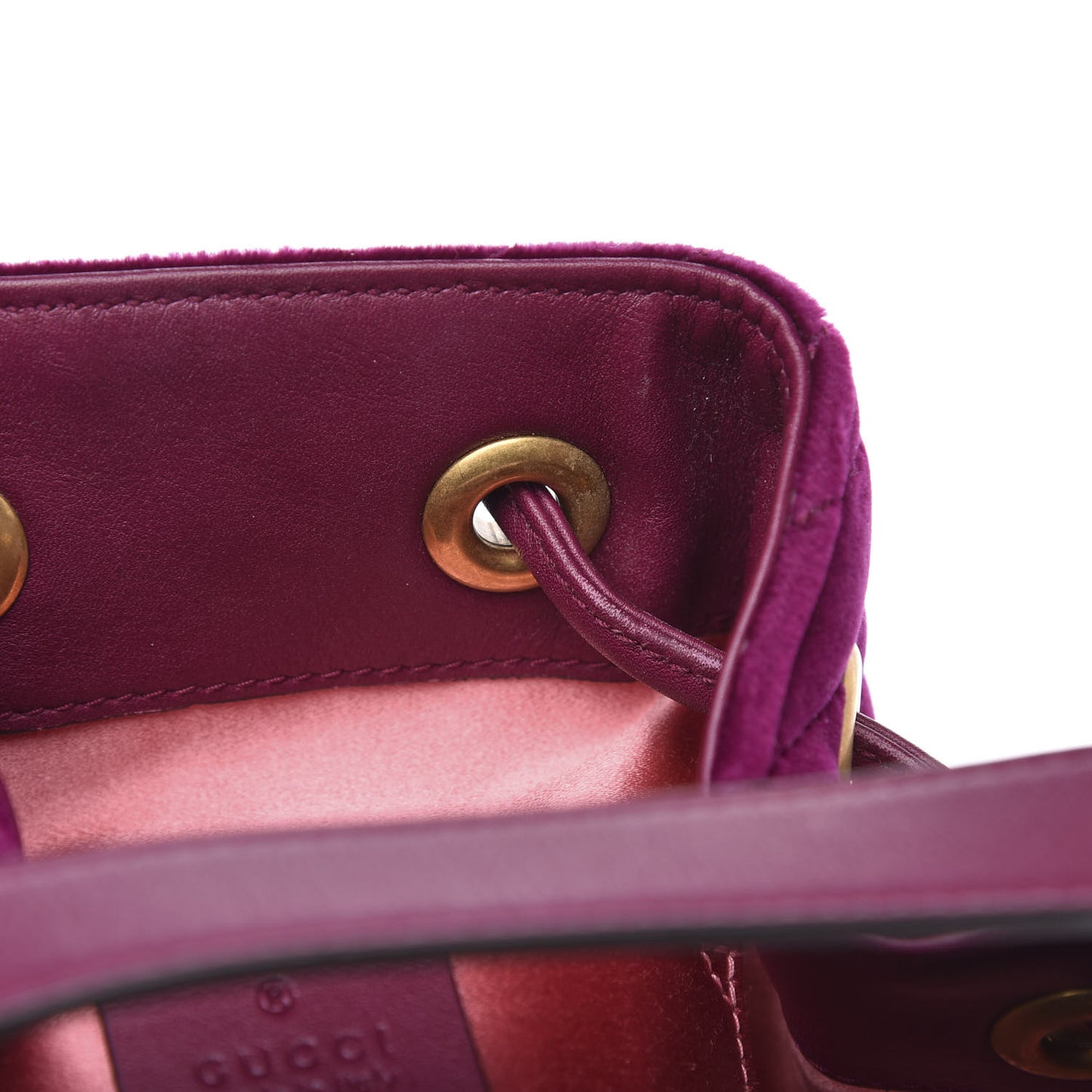 Velvet Matelasse GG Marmont Bucket Bag Fuchsia Violet Cyclamen
