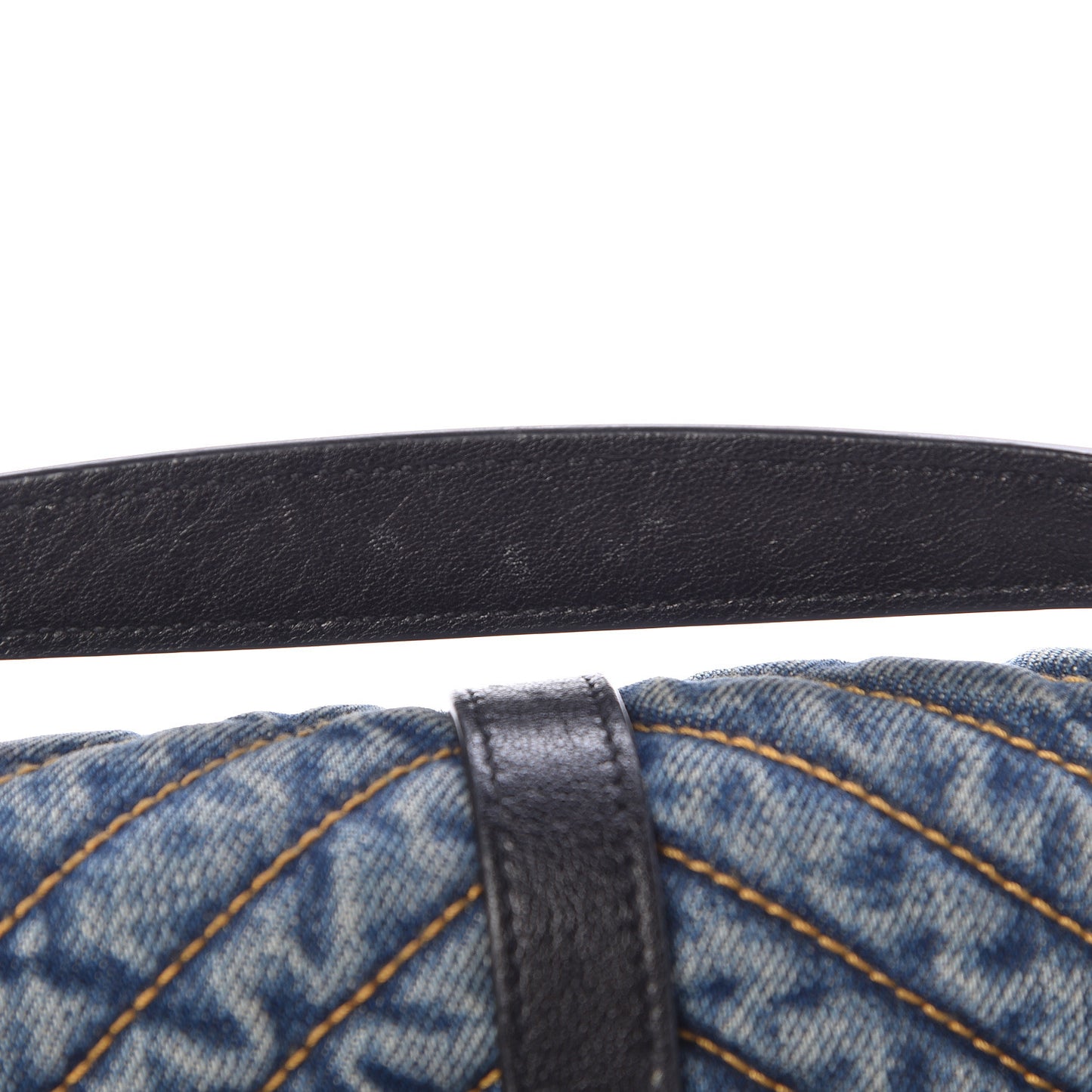 Denim Matelasse Chevron Summer Embroidered Monogram Medium College Bag Blue