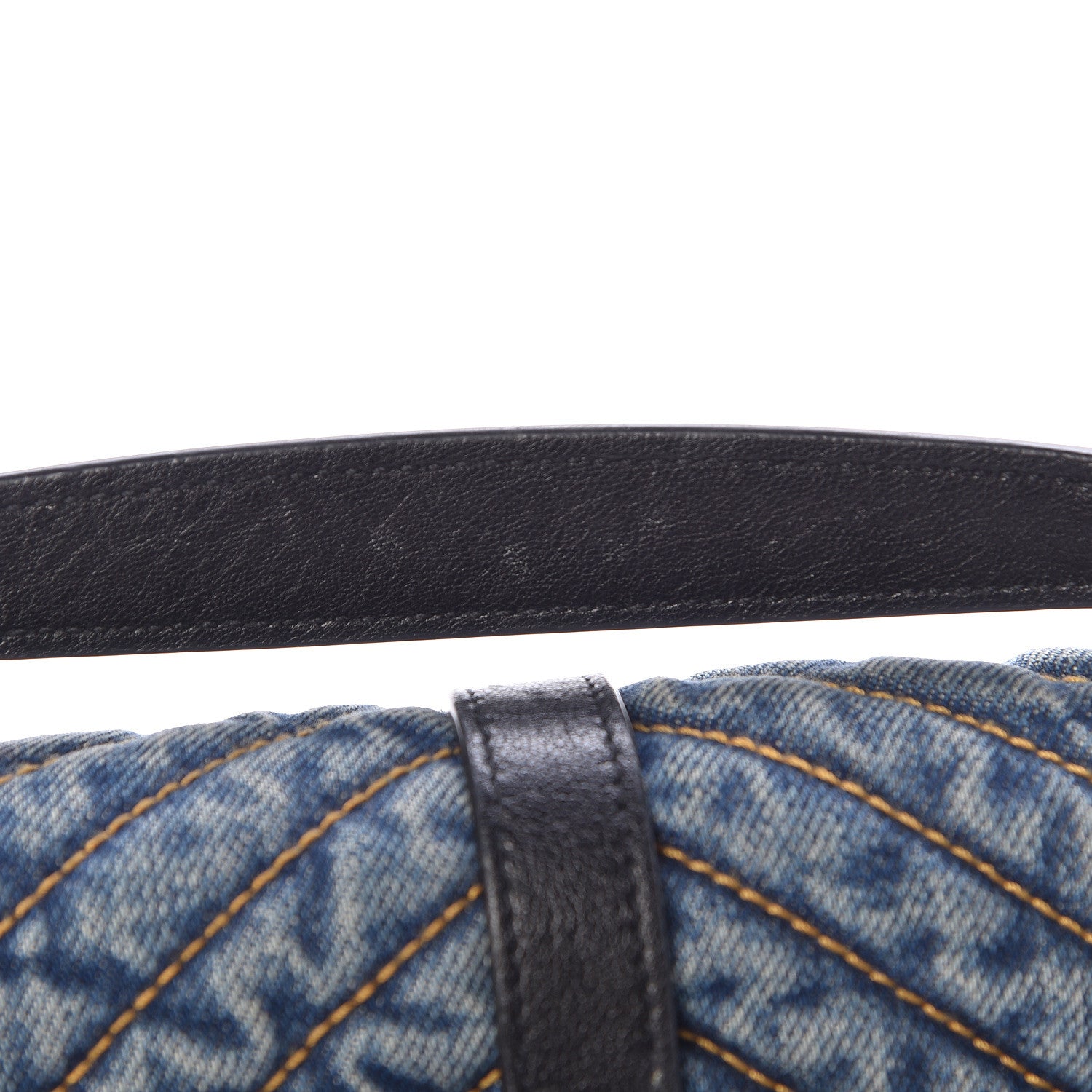 Saint Laurent Denim Matelasse Chevron Summer Embroidered Monogram Medium College Bag Blue 15 of 16