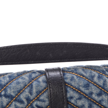 Saint Laurent Denim Matelasse Chevron Summer Embroidered Monogram Medium College Bag Blue 15 of 16