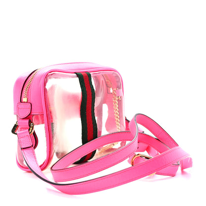 Gucci Vinyl Web Mini Ophidia Transparent Shoulder Bag Fluorescent Fuchsia 3 of 9