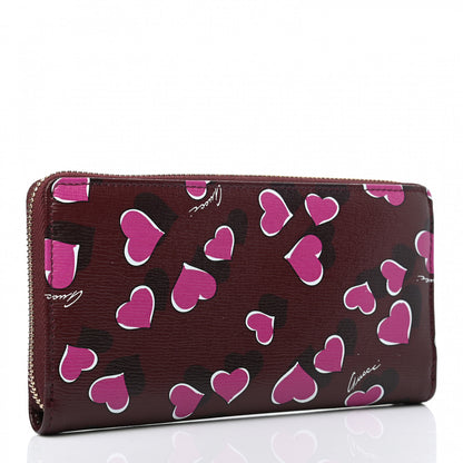 Gucci Calfskin Heartbeat Print Zip Around Wallet New Wine 3 of 6