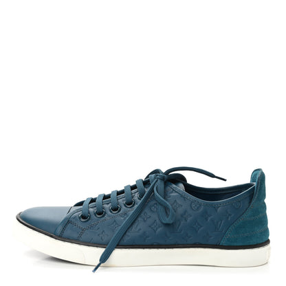 Louis Vuitton Calfskin Embossed Monogram Punchy Sneakers 37 Blue 1 of 8