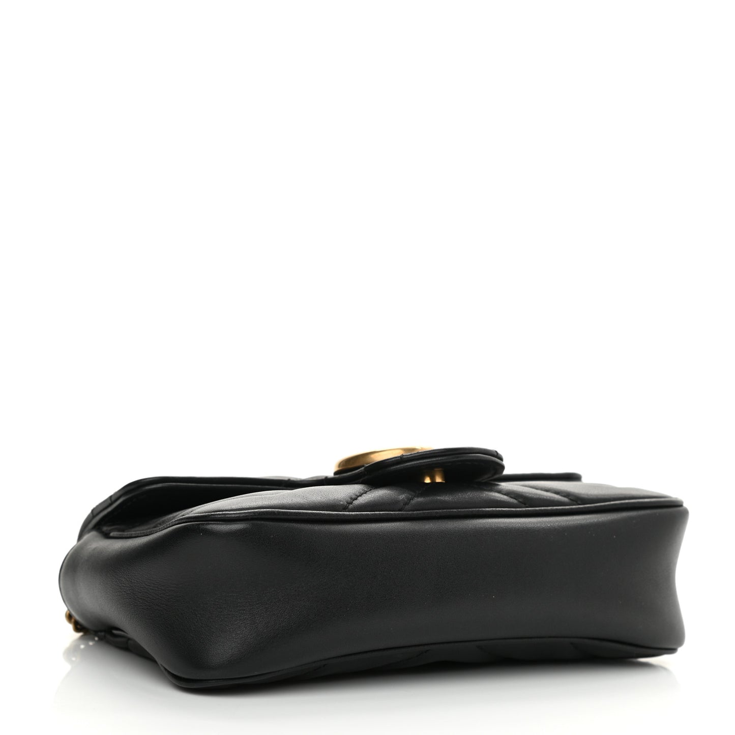 Calfskin Matelasse Super Mini GG Marmont Shoulder Bag Black