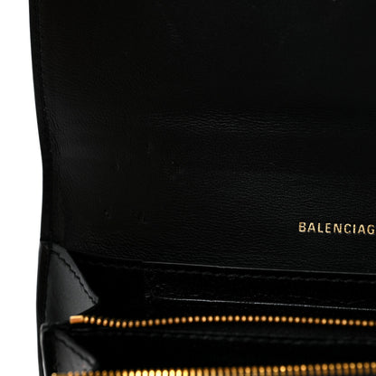 Balenciaga Shiny Box Calfskin Medium Hourglass Wallet Black 7 of 9