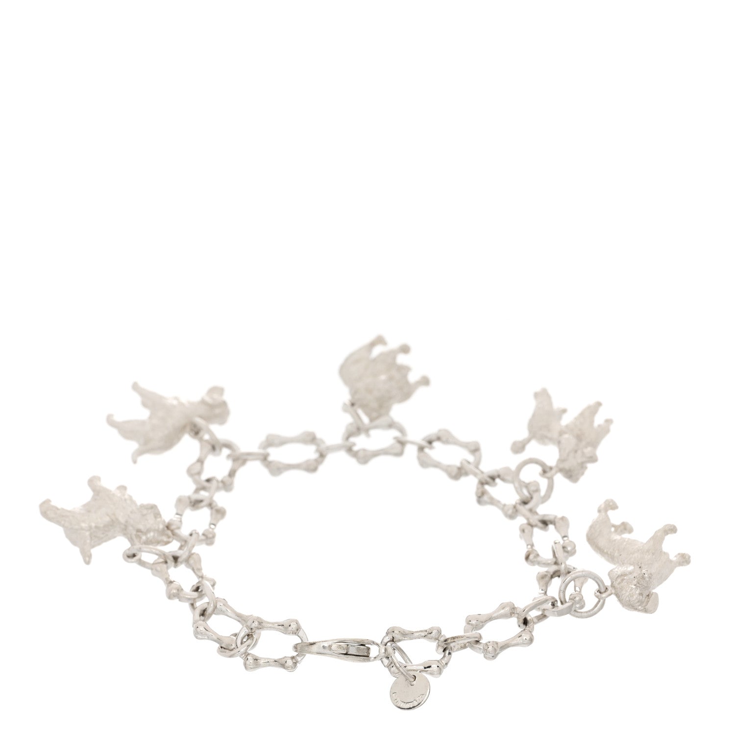 Tiffany Sterling Silver Five Dog Charm Bone Link Bracelet 2 of 3