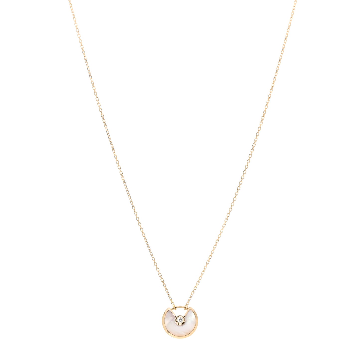 18K Yellow Gold Diamond Mother of Pearl XS Amulette de Cartier Pendant Necklace