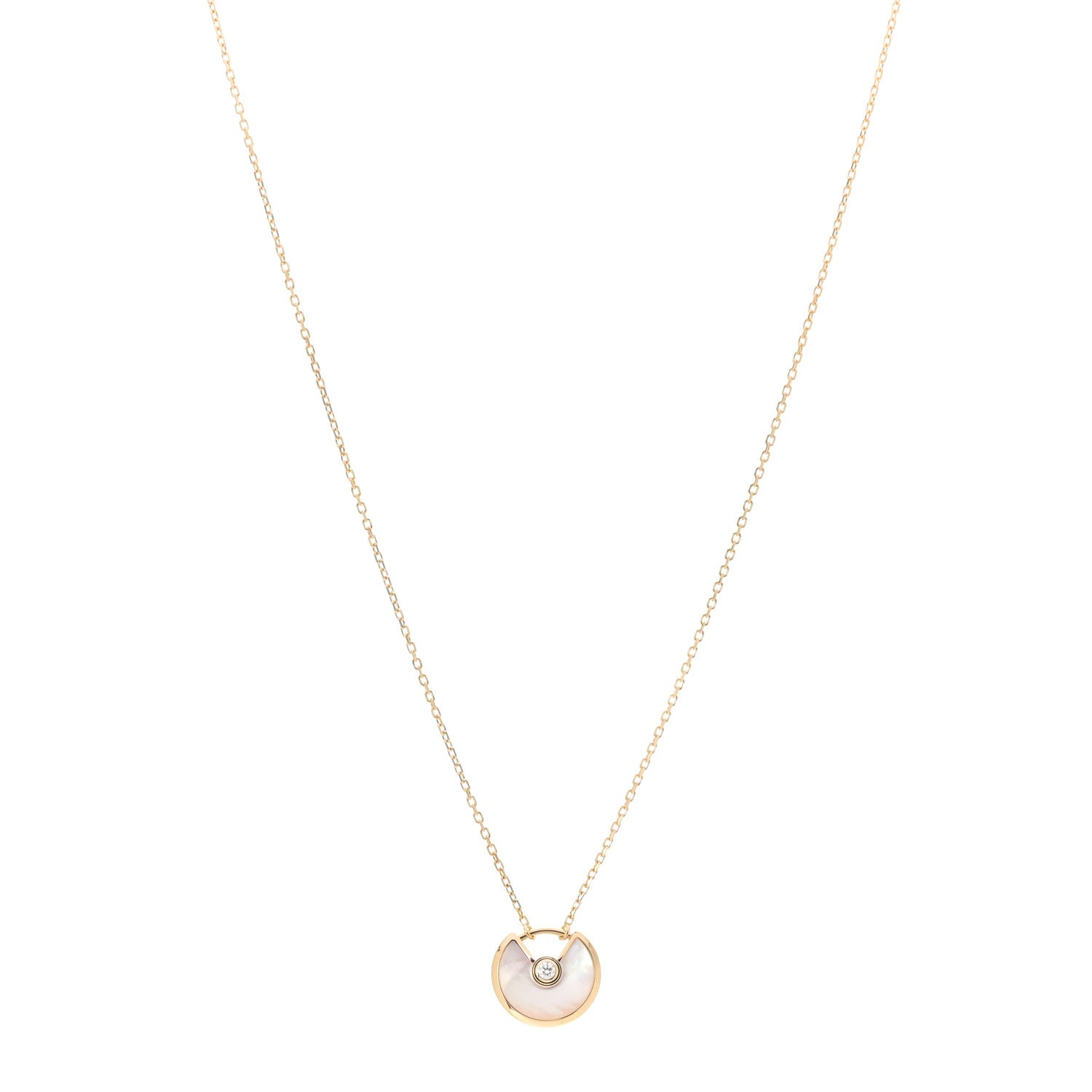 Cartier 18K Yellow Gold Diamond Mother of Pearl XS Amulette de Cartier Pendant Necklace 1 of 6