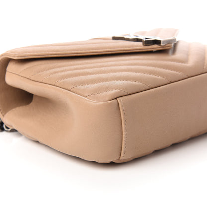 Saint Laurent Sheepskin Matelasse Chevron Monogram Medium College Bag Taupe 6 of 11