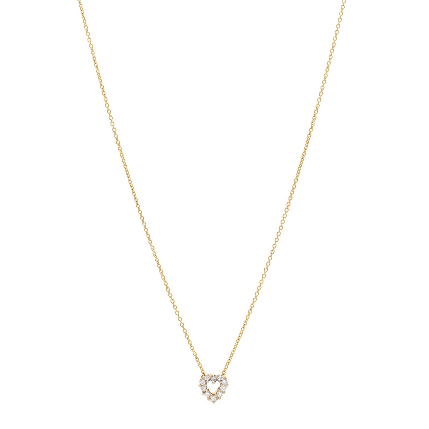 18K Yellow Gold Diamond Tiny Treasures Heart Pendant Necklace