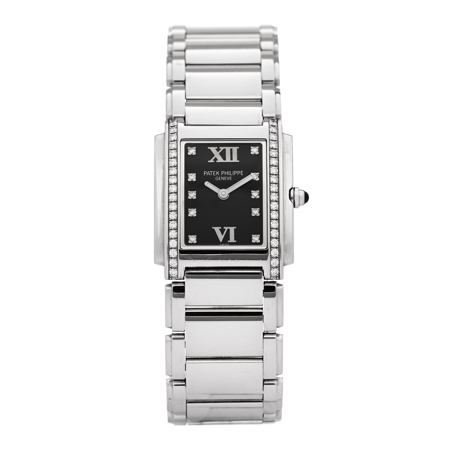 Patek Philippe Stainless Steel Diamond 25mm Twenty-4 Quartz Watch Black 4910/10A-001 1 of 4