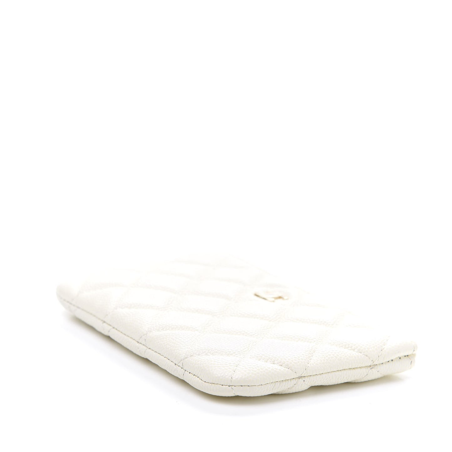 Caviar Quilted Small Cosmetic Case White