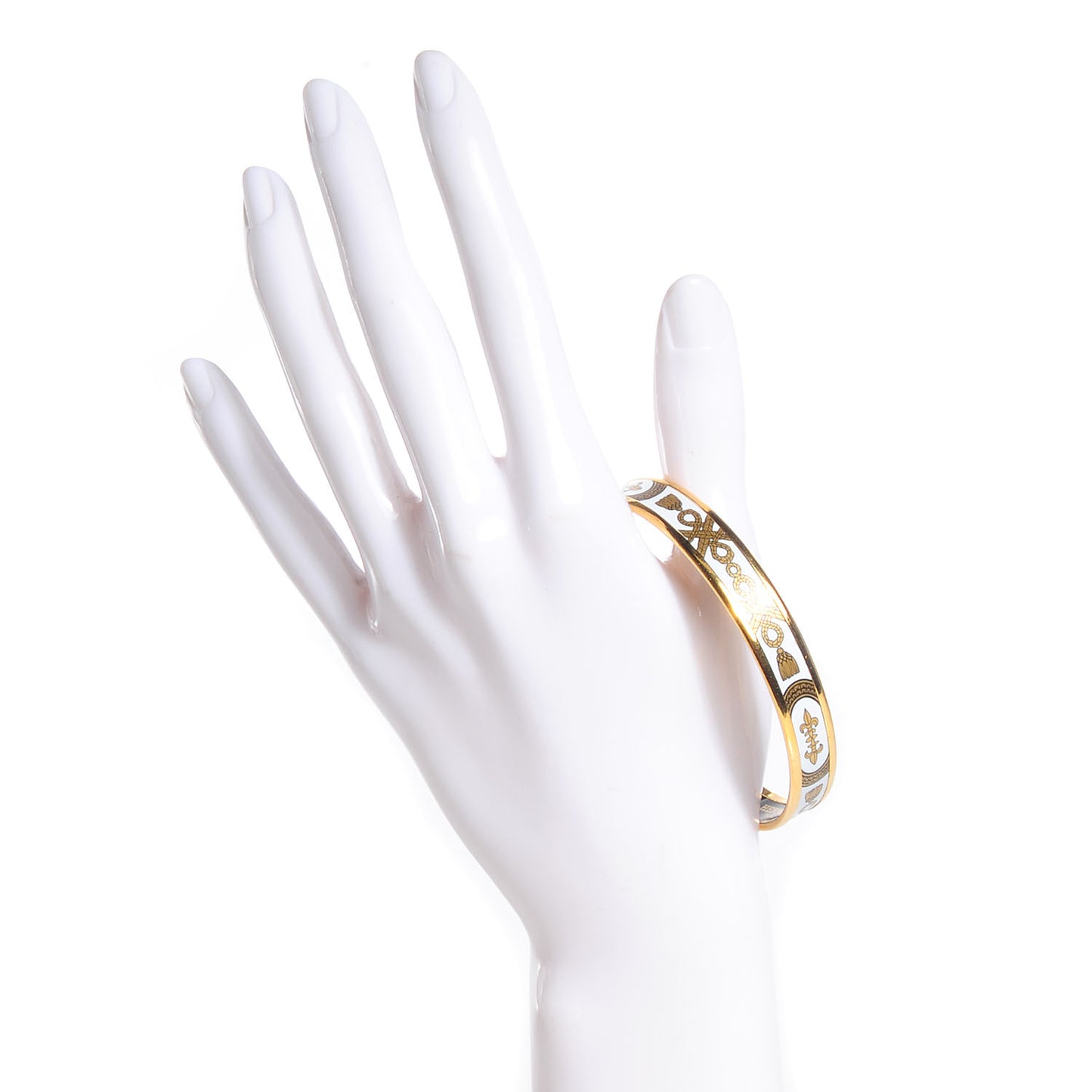 Enamel Printed Grand Apparat Narrow Bracelet 65 Blanc