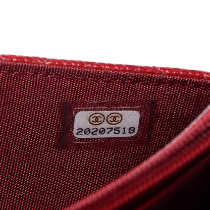 Chanel Caviar Quilted Boy Wallet On Chain WOC Red 7 of 8
