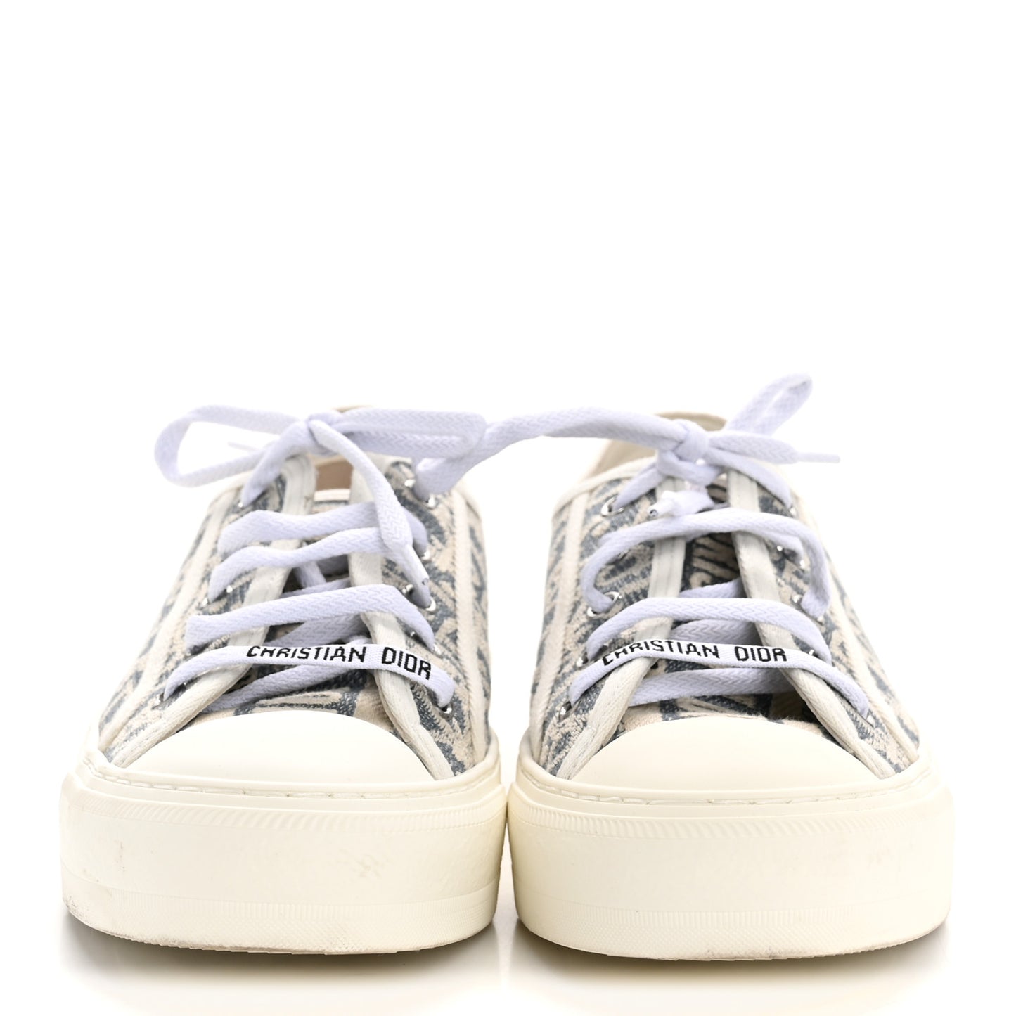 Oblique Chambray Raffia Effect Walk'N'Dior Low Top Sneakers 38 Blue Light Biscuit