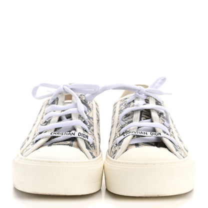 Christian Dior Oblique Chambray Raffia Effect Walk'N'Dior Low Top Sneakers 38 Blue Light Biscuit 3 of 9