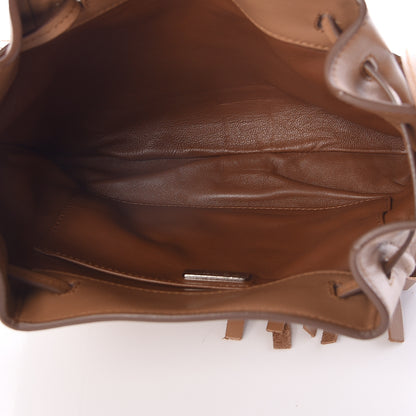 Prada Soft Calf Drawstring Fringe Crossbody Tan 5 of 9