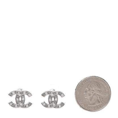 Chanel Baguette Crystal CC Earrings Silver 2 of 5