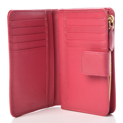 Prada Saffiano Compact Wallet Peonia 5 of 12