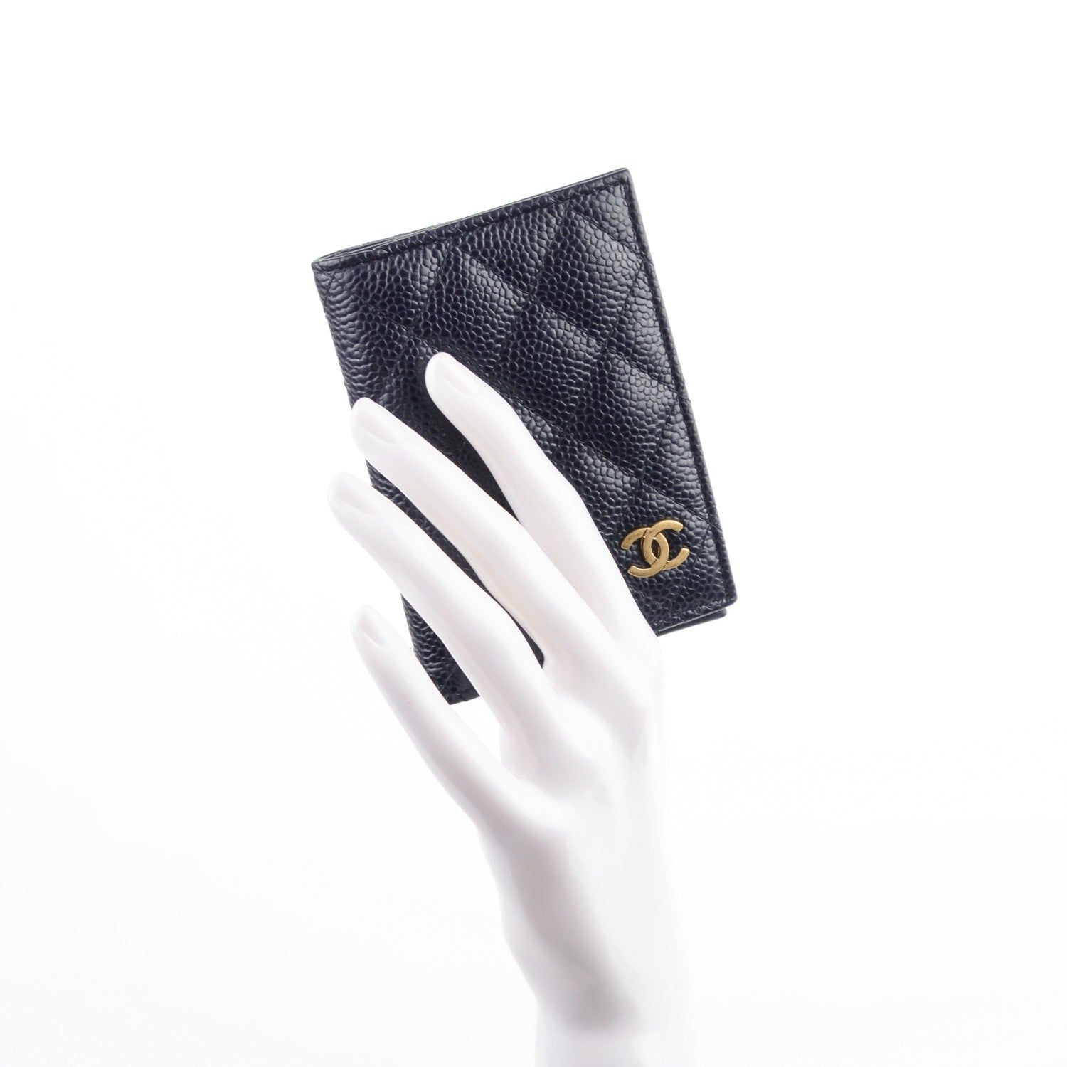 Chanel Caviar Quilted Card Holder Wallet Dark Blue 2 of 7