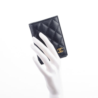 Chanel Caviar Quilted Card Holder Wallet Dark Blue 2 of 7