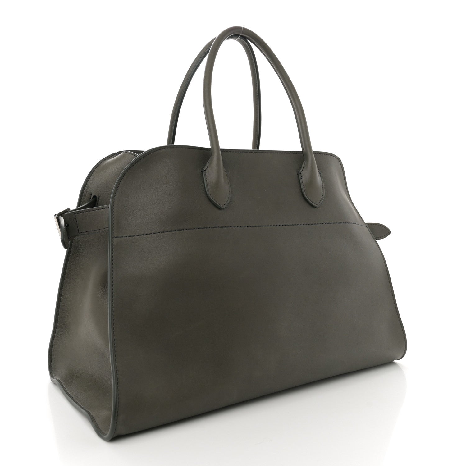 The Row Polished Saddle Calfskin Soft Margaux 15 Koala Grey 2 of 9