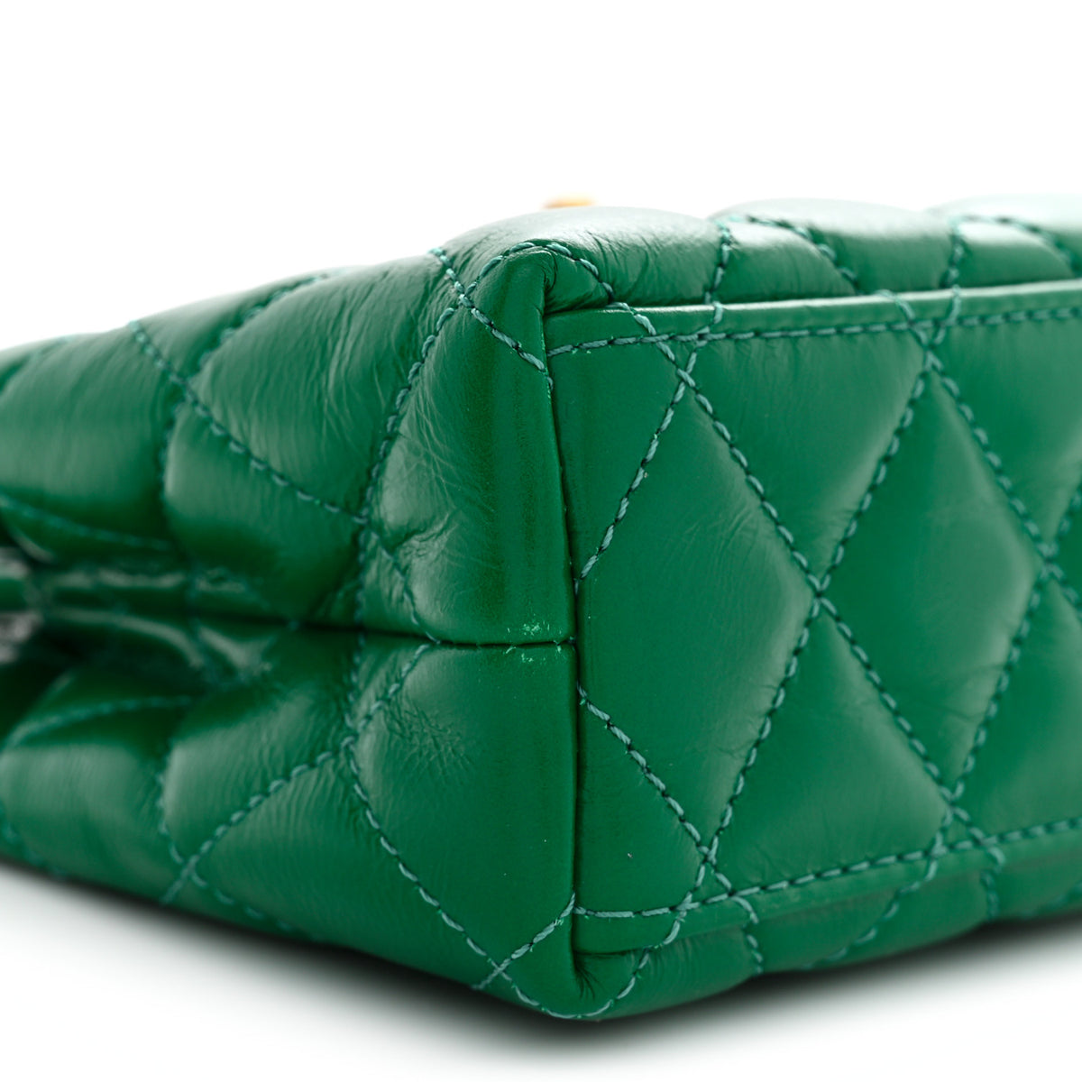 Chanel Shiny Aged Calfskin Quilted Nano Kelly Shopper Green 9 of 11