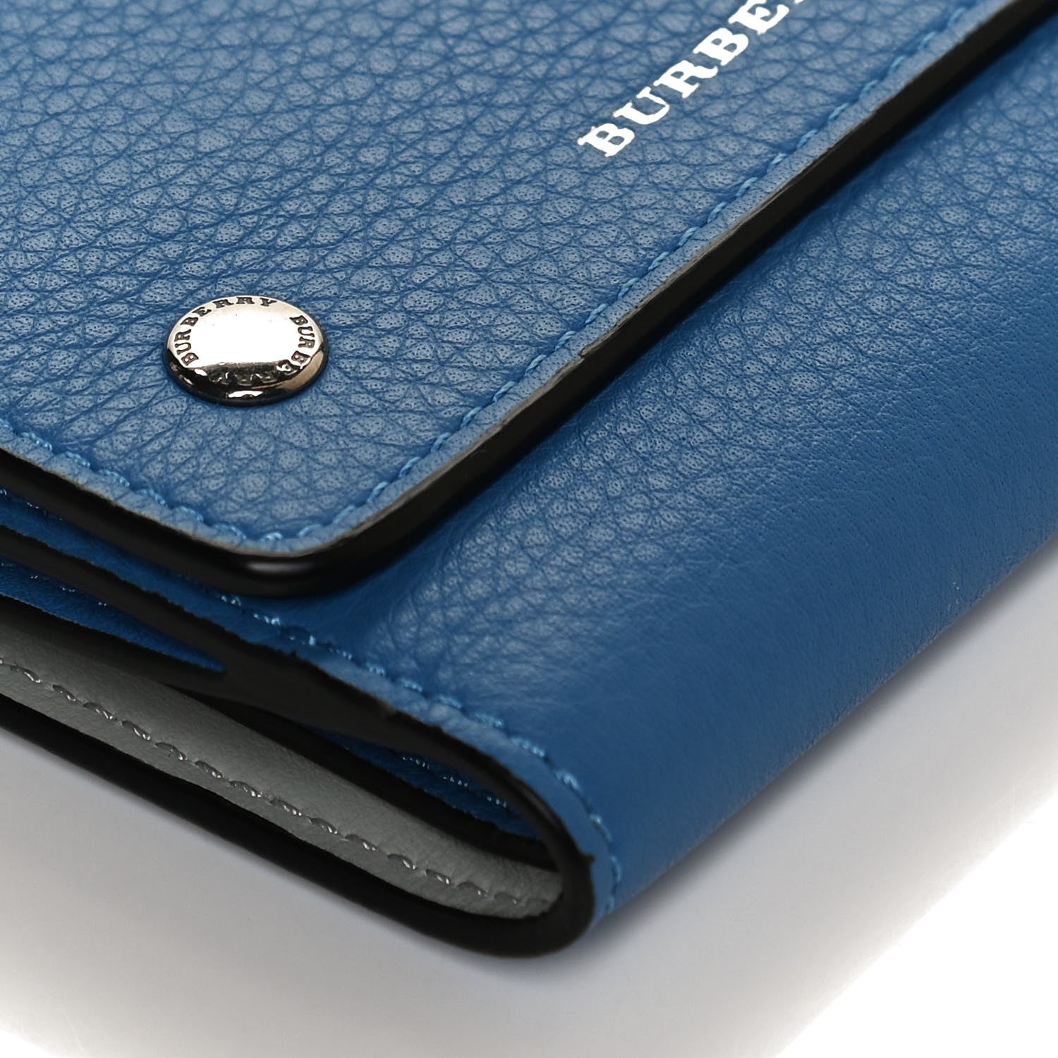 Burberry Grained Calfskin Tri-Fold Compact Wallet Blue 10 of 11