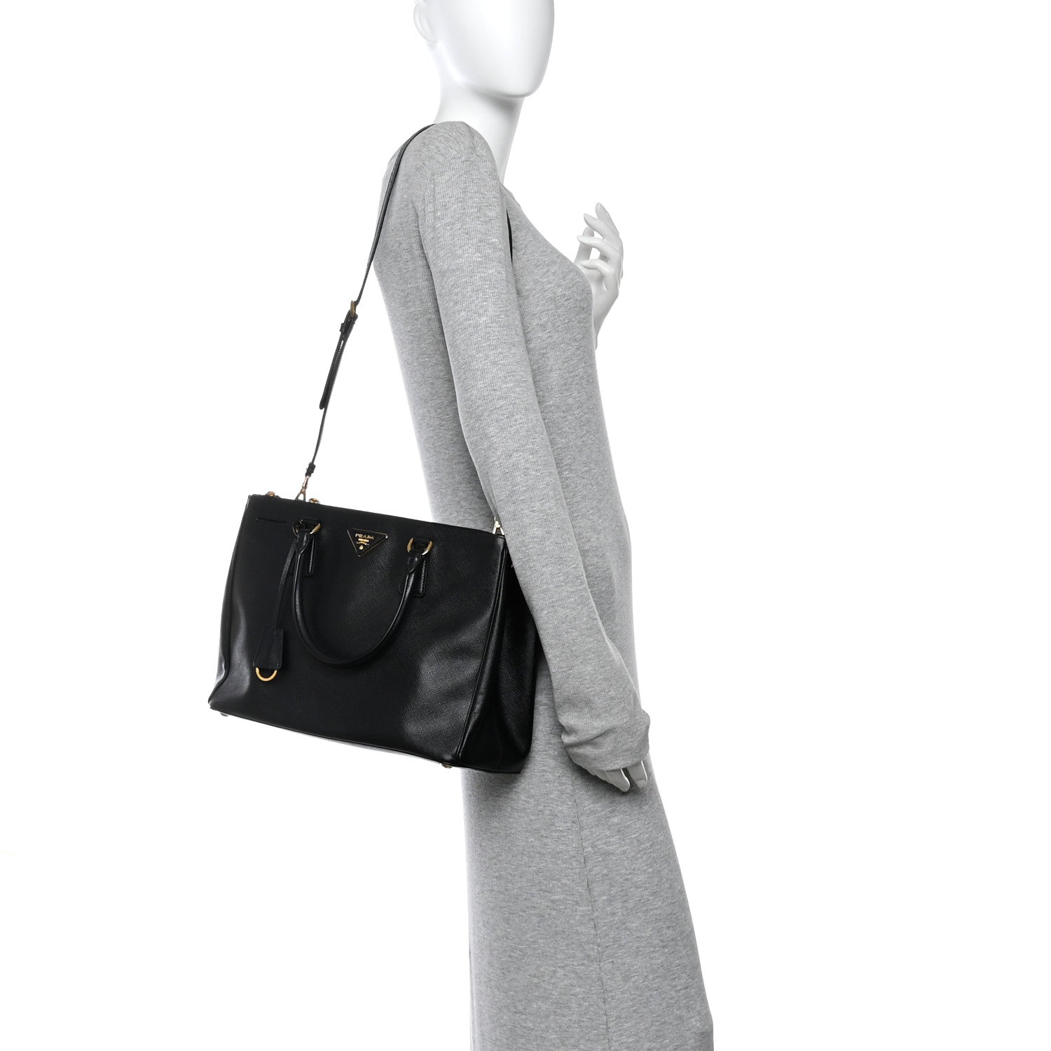 Prada Saffiano Lux Large Galleria Double Zip Tote Black 2 of 9